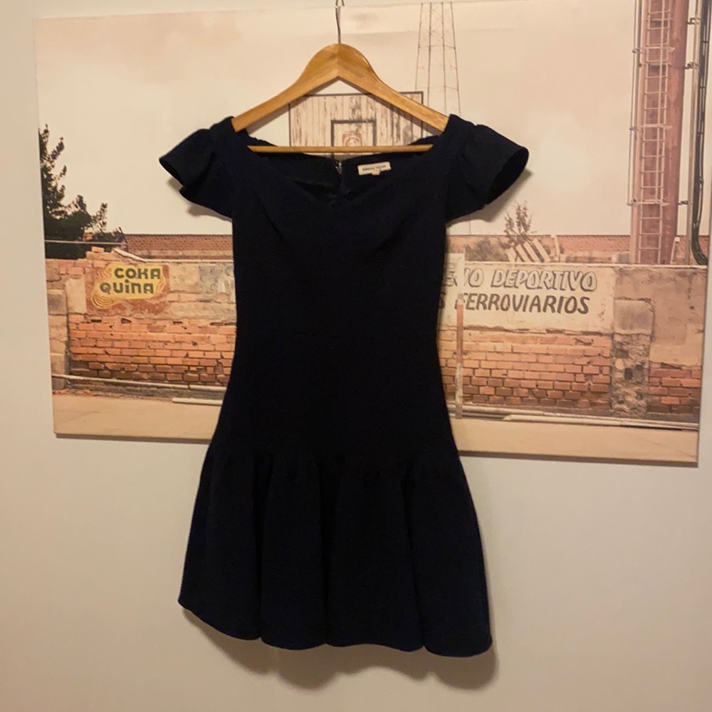 Navy drop-waist flounce dress
